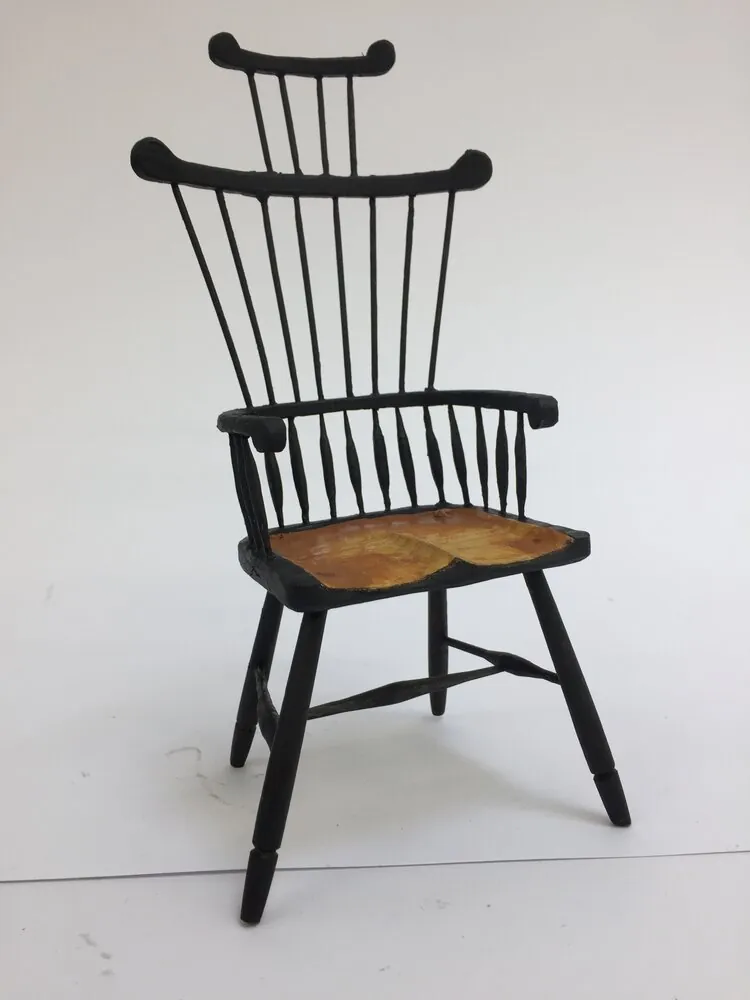 Front view of the 1:6 scale Windsor chair