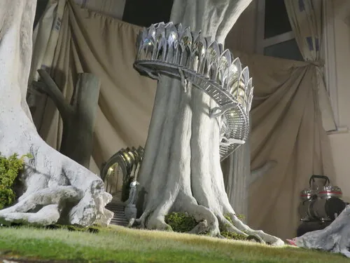 Unlit view of the Lothlorien tree and stair construction