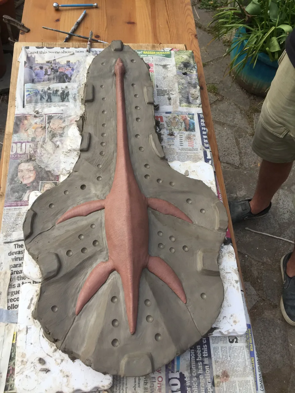 Top view of the Styxosaurus sculpture and mould
