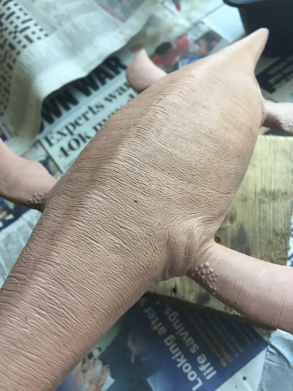 Underside of the puppet showing textured skin