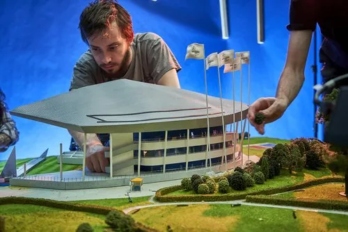 Matthew working on the Alexander Stadium scale model