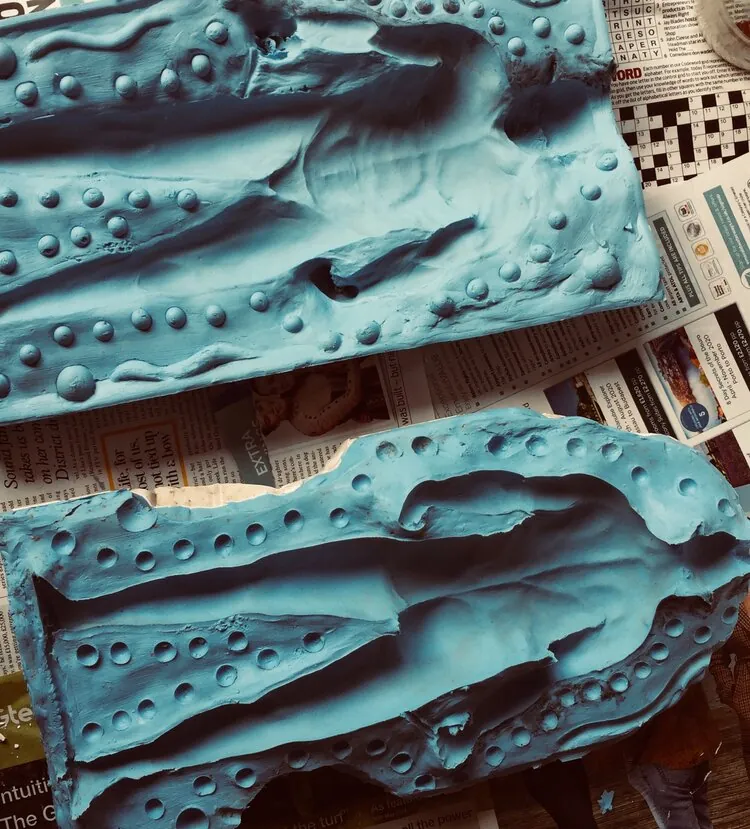 Opened silicone mould for the Uruk-Hai figure