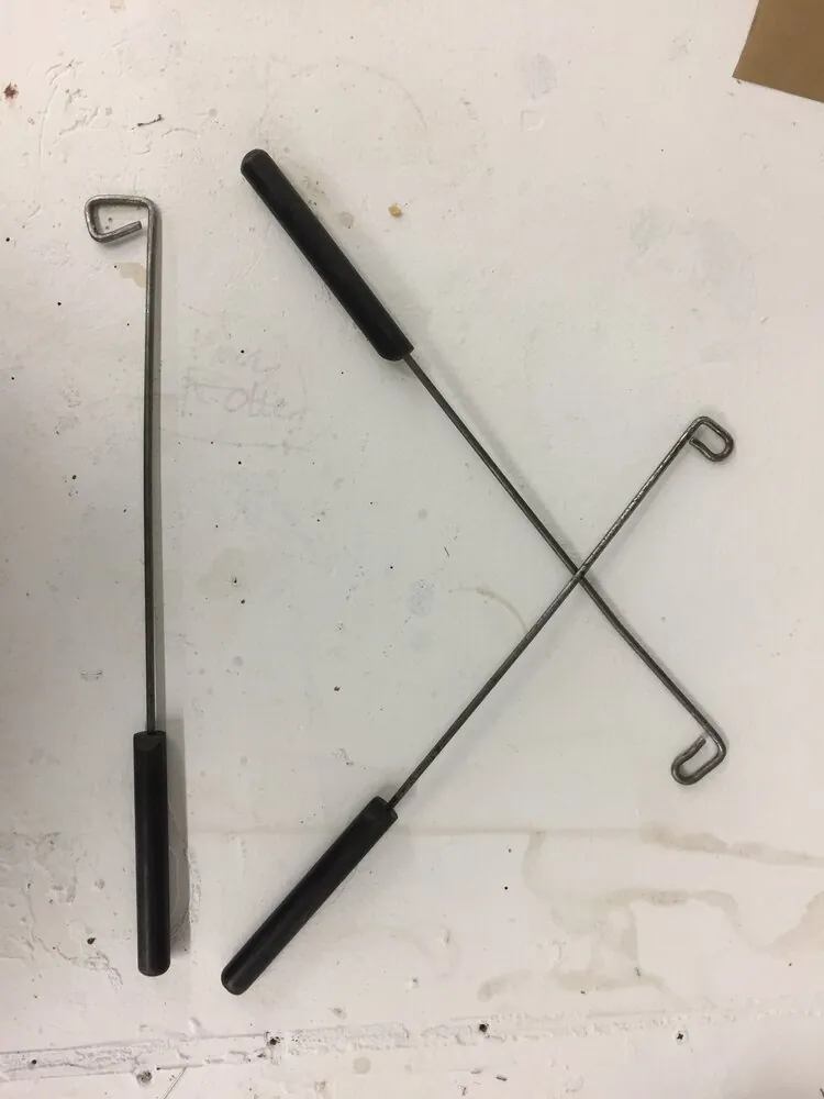 Control rods for the Mr Stealy puppet