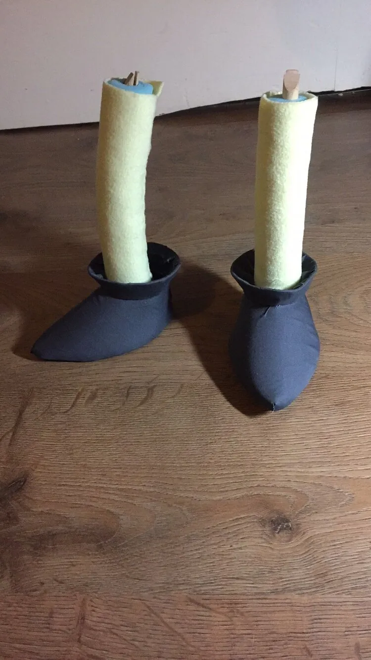 Puppet lower legs and shoes during construction